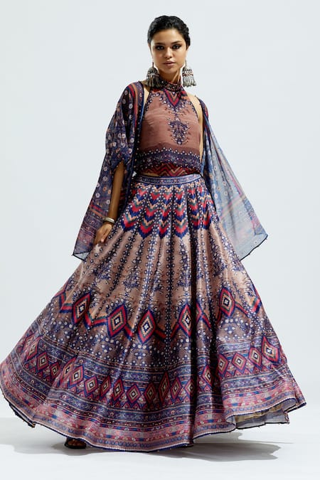 Rajdeep Ranawat Leela Printed Cape Lehenga Set 