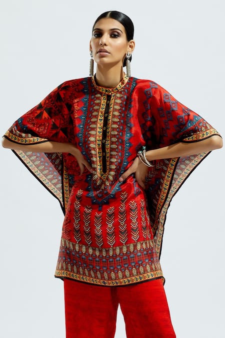 Rajdeep Ranawat Manju Silk Draped Poncho Tunic 