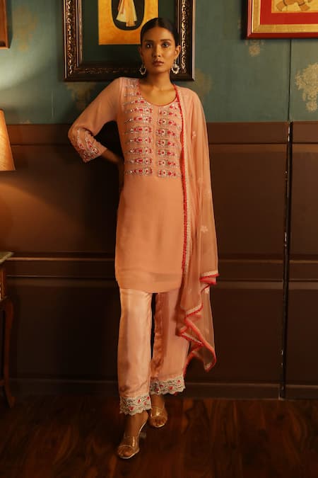 RADHA SHARMA Embroidered Kurta Palazzo Set 