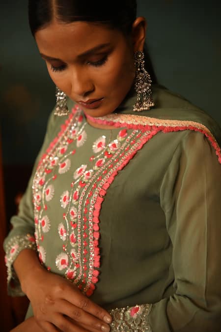 Radha Sharma Embroidered Kurta Palazzo Set 