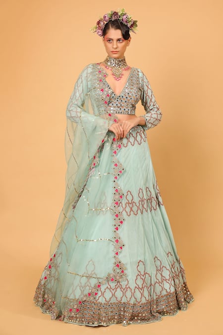 Neha Khullar Mirror Embroidered Lehenga Set 