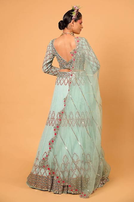 Neha Khullar Mirror Embroidered Lehenga Set 