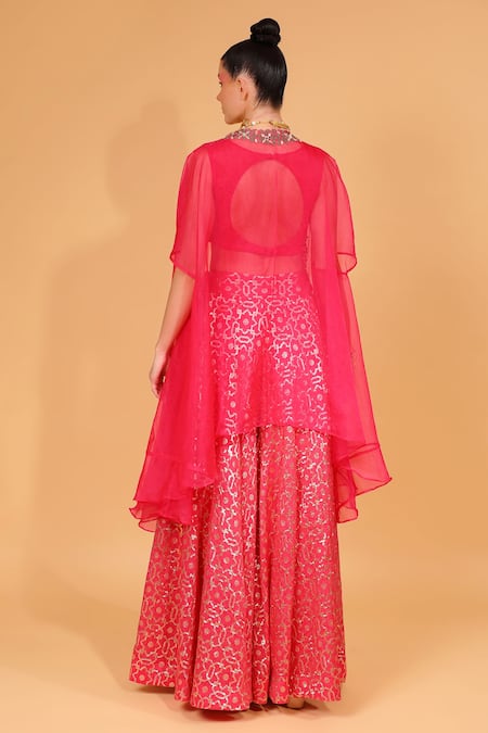 Neha Khullar Banarasi Chanderi Sharara Set With Cape 