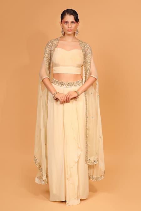 Neha Khullar Embroidered Cape With Dhoti Pant Set 