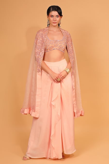 Neha Khullar Embroidered Cape With Dhoti Pant Set 