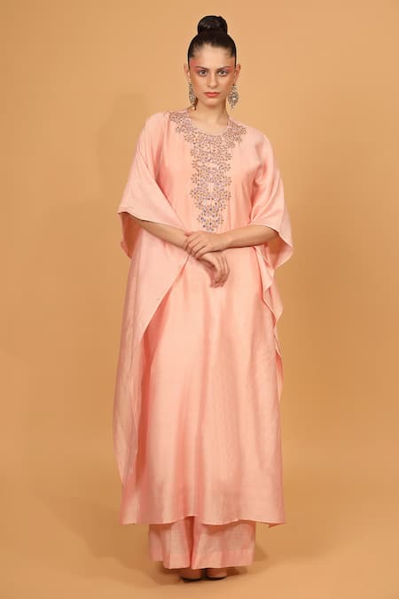 Neha Khullar Chanderi Silk Kaftan Kurta & Palazzo Set 