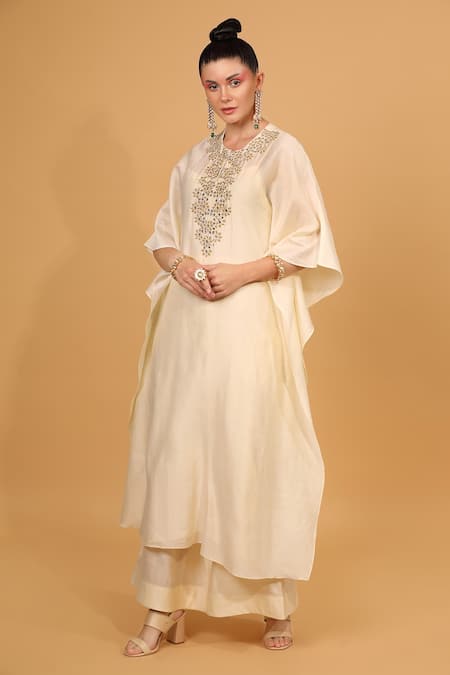 Neha Khullar Chanderi Silk Kaftan Kurta & Palazzo Set 