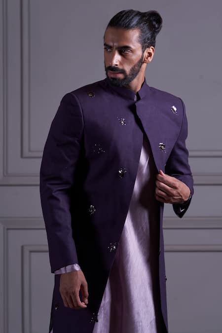 Purple sherwani for groom best sale