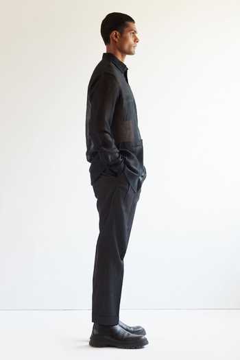 Countrymade Black Linen Sheer Shirt Online at Aza Fashions Countrymade_Black Linen Sheer Shirt_Online_at_Aza_Fashions