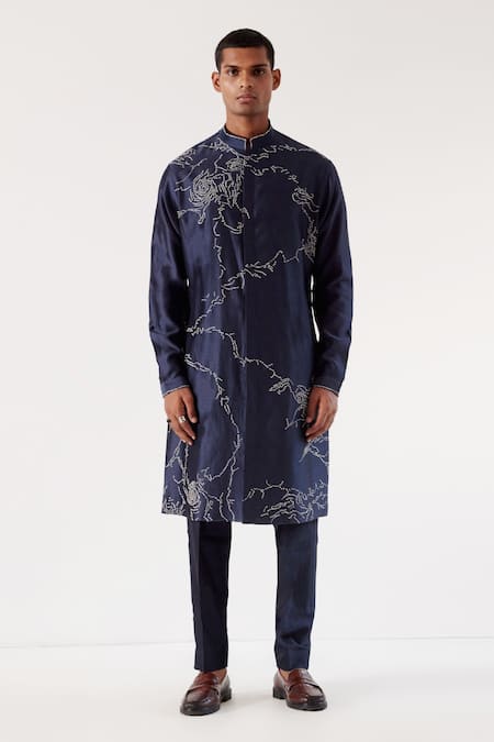 Countrymade Chanderi Abstract Embroidered Kurta & Pant Set 