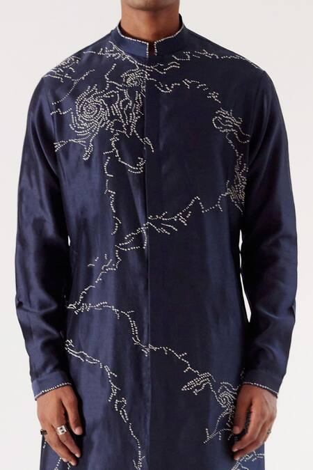 Buy Countrymade Blue Chanderi Abstract Embroidered Kurta And Pant Set Online at Aza Fashions Buy_Countrymade_Blue Chanderi Abstract Embroidered Kurta And Pant Set_Online_at_Aza_Fashions