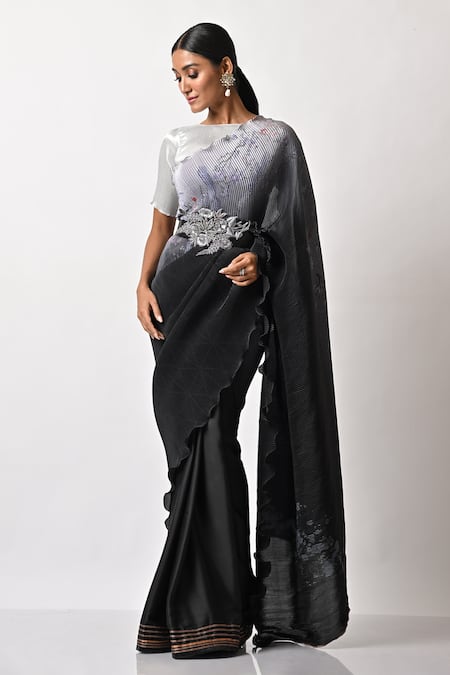 Kiran Uttam Ghosh_Silver Sequins, Embroidery Belt _Online_at_Aza_Fashions