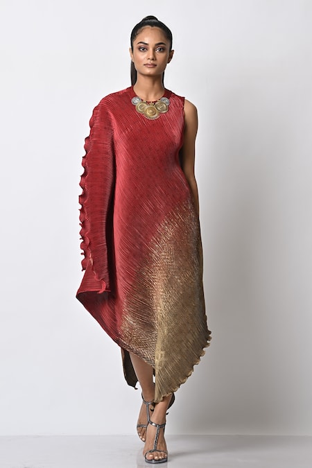 Kiran Uttam Ghosh Pleated Drape Dress 