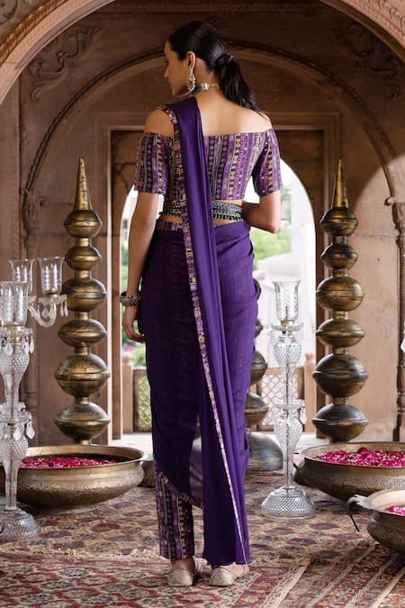 Chhavvi Aggarwal Printed Pant Saree With Blouse 