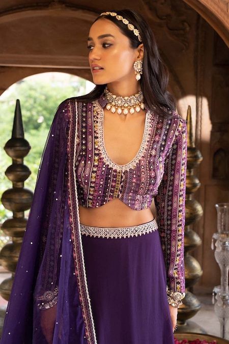 Purple Soft Net A Line Lehenga Choli 251420