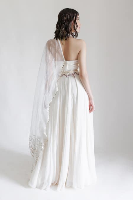 Neha & Tarun Draped Gown With Embroidered Belt 