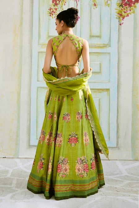 Basil Leaf Floral Print Lehenga Set 