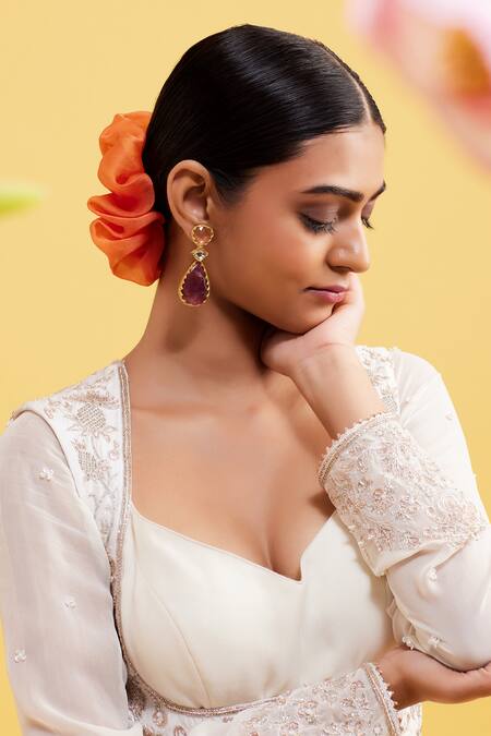 Vaishali Agarwal_White Blouse Tulle, Pants Raw Silk, Saree Embroidered Jacket And Anarkali Set _Online_at_Aza_Fashions