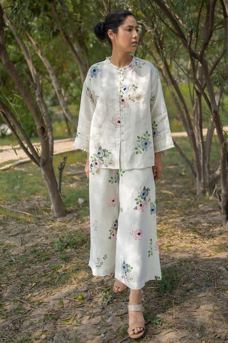 Arcvsh by Pallavi Singh Linen Printed Top & Pant Set 