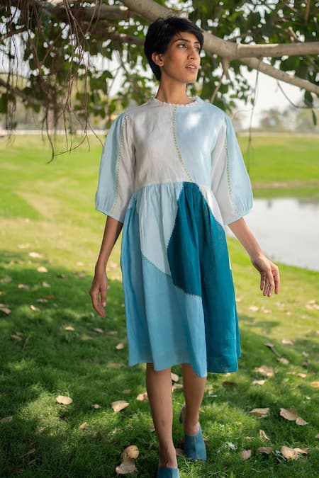 Colorblock Linen Dress