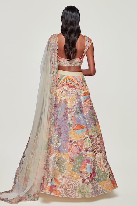 Shop Aisha Rao Beige Kasab Silk Divergence Sweetheart Neck Applique Lehenga Set at Aza Fashions Shop_Aisha Rao_Beige Kasab Silk Divergence Sweetheart Neck Applique Lehenga Set _at_Aza_Fashions