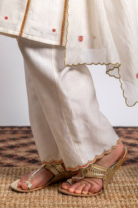 Shop_Boteh_Ivory Chanderi Silk, Cotton Embroidery Floral Anarkali Set _Online_at_Aza_Fashions