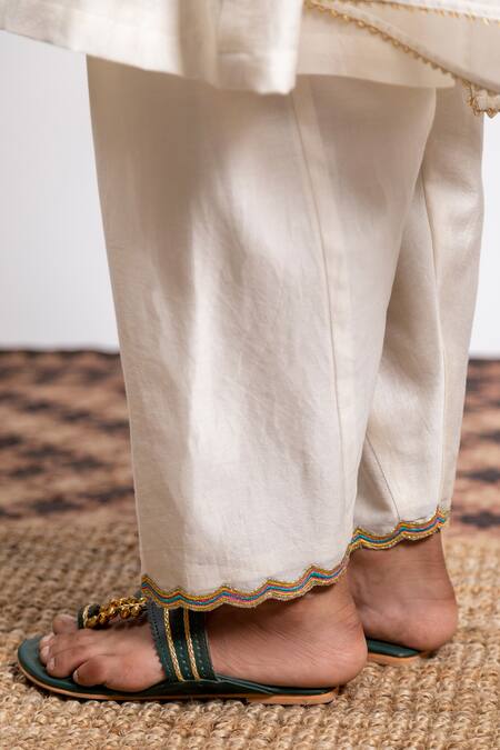 Buy_BOTEH_Ivory Chanderi Silk, Cotton Embroidery Anarkali Set _Online_at_Aza_Fashions