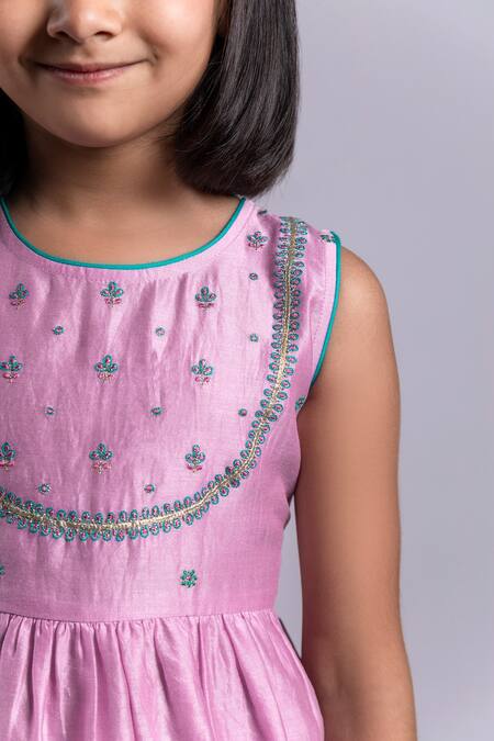 Buy_Boteh_Purple Chanderi Silk, Cotton Embroidery Kurta Sharara Set _Online_at_Aza_Fashions