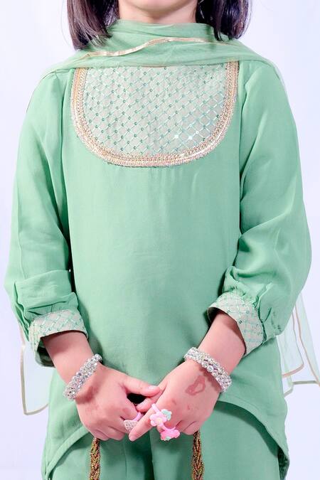 Pankhuri By Priyanka Green Georgette Embroidery Kurta Sharara Set Online at Aza Fashions Pankhuri By Priyanka_Green Georgette Embroidery Kurta Sharara Set _Online_at_Aza_Fashions
