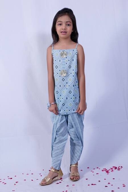 Buy Pankhuri By Priyanka Blue Cotton Embroidery Patola Print Kurta And Tulip Pant Set Online at Aza Fashions Buy_Pankhuri By Priyanka_Blue Cotton Embroidery Patola Print Kurta And Tulip Pant Set _Online_at_Aza_Fashions