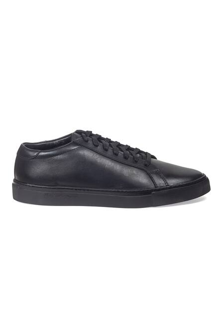 Buy Domani Black Solid Leather Handcrafted Sneakers Online at Aza Fashions Buy_Domani_Black Solid Leather Handcrafted Sneakers _Online_at_Aza_Fashions
