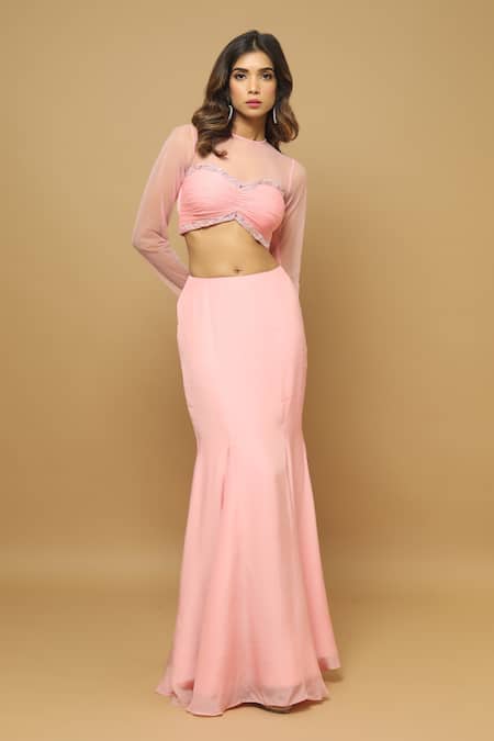 AHI Clothing Embroidered Blouse & Skirt Set 