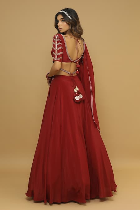 Ahi Clothing Lehenga Set With Embroidered Blouse 