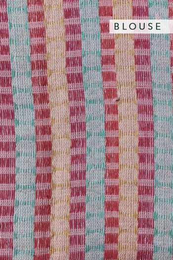 Kasturi Kundal_Pink Jamdani, Pure Linen Geometric Deepa Woven Saree_at_Aza_Fashions