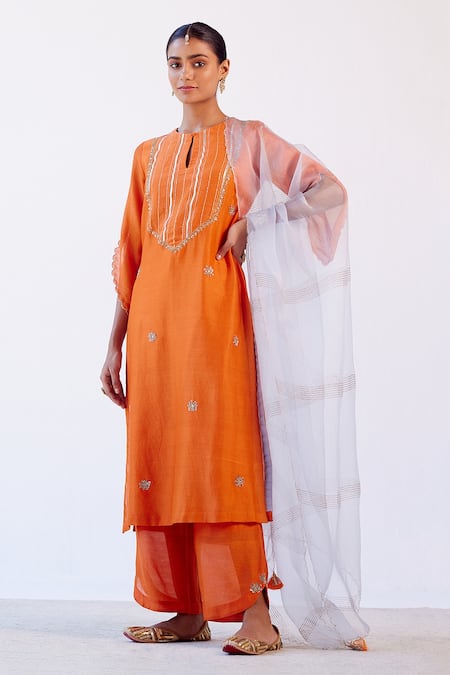 Buy Green Mandarin Collar Front Button Kurti Brown Maroon Palazzo Set for  Women Jaipur India | Asmanii INC