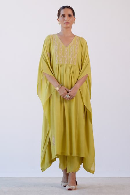 Devnaagri Dori Embroidered Kaftan & Palazzo Set 