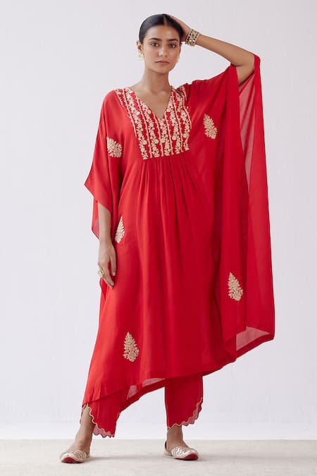 Devnaagri Dori Embroidered Kaftan & Palazzo Set 