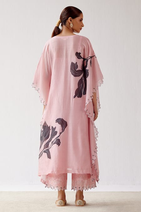 Devnaagri Hand Painted Chanderi Kaftan & Palazzo Set 