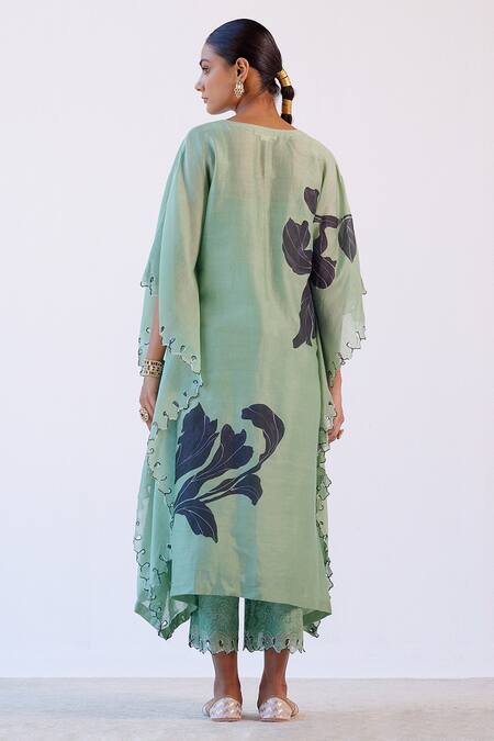 Devnaagri Hand Painted Chanderi Kaftan & Palazzo Set 