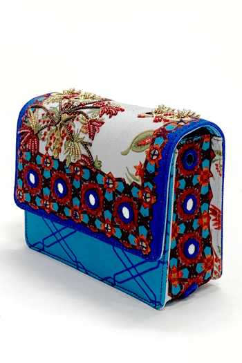 Buy The Garnish Company Blue Embroidery, Beads Lunan Geometric Print Sling Bag Online at Aza Fashions Buy_The Garnish Company_Blue Embroidery, Beads Lunan Geometric Print Sling Bag _Online_at_Aza_Fashions