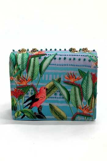 Shop The Garnish Company Purple Embroidery, Beads Oshun Printed Sling Bag at Aza Fashions Shop_The Garnish Company_Purple Embroidery, Beads Oshun Printed Sling Bag _at_Aza_Fashions