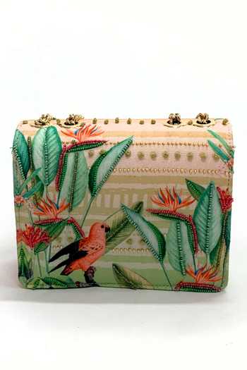 Shop The Garnish Company Peach Embroidery, Beads Oshun Printed Sling Bag at Aza Fashions Shop_The Garnish Company_Peach Embroidery, Beads Oshun Printed Sling Bag _at_Aza_Fashions