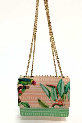 The Garnish Company Peach Embroidery, Beads Oshun Printed Sling Bag Online at Aza Fashions The Garnish Company_Peach Embroidery, Beads Oshun Printed Sling Bag _Online_at_Aza_Fashions