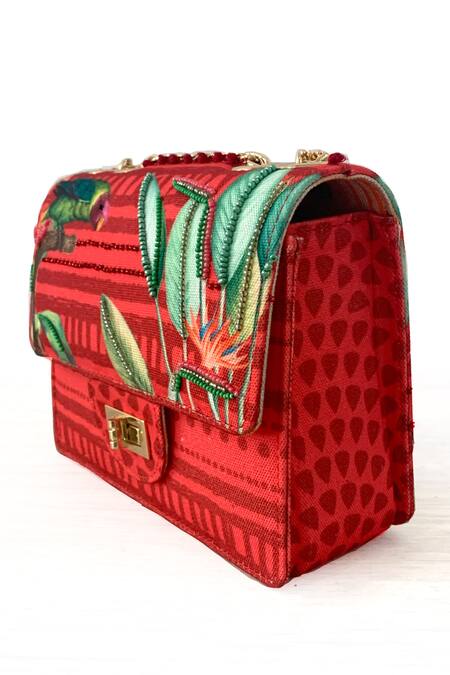 Buy_The Garnish Company_Red Printed Oshun Sling Bag _Online_at_Aza_Fashions