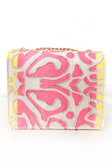 Shop_The Garnish Company_Pink Printed Saguaro Cactus Sling Bag _at_Aza_Fashions