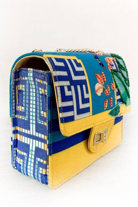 The Garnish Company Yellow Printed Hama Geometric Sling Bag Online at Aza Fashions The Garnish Company_Yellow Printed Hama Geometric Sling Bag _Online_at_Aza_Fashions