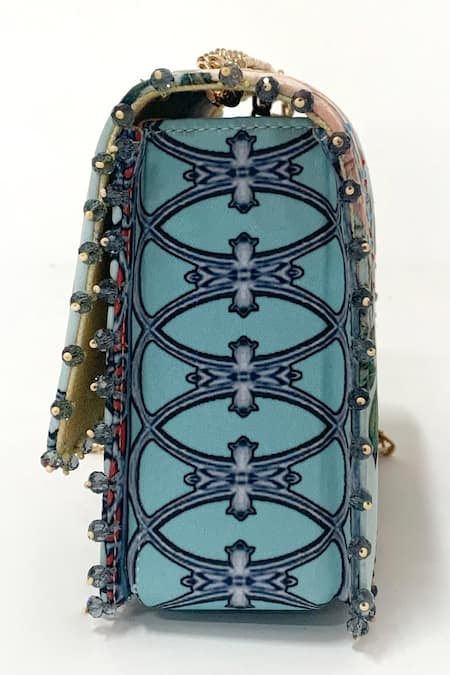 The Garnish Company_Blue Printed Fleur Floral Sling Bag _Online_at_Aza_Fashions