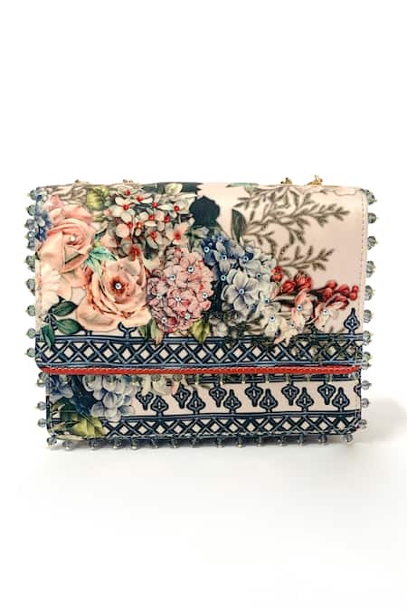 The Garnish Company Cream Printed Fleur Floral Sling Bag 
