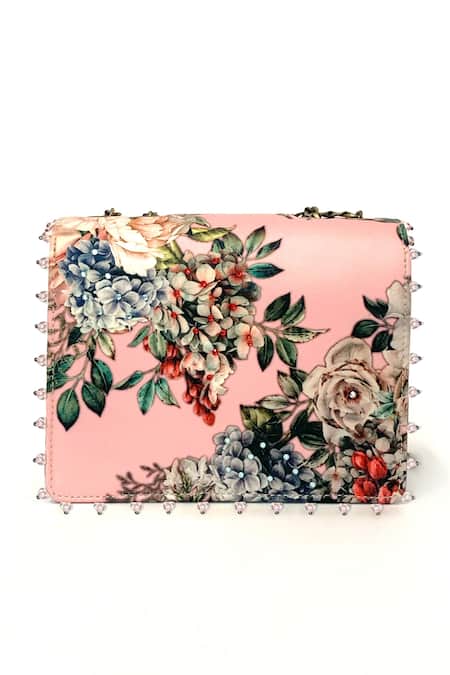 Shop_The Garnish Company_Pink Printed Fleur Floral Sling Bag _at_Aza_Fashions