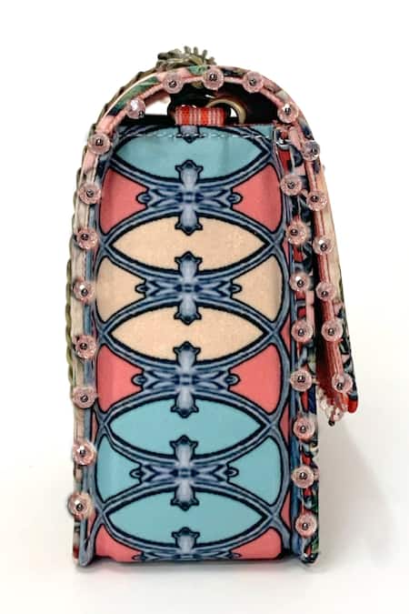 The Garnish Company_Blue Printed Fleur Floral Sling Bag _Online_at_Aza_Fashions